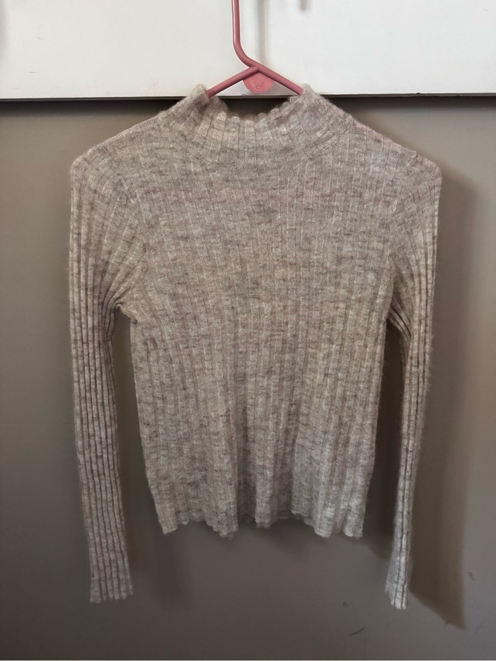 Ribbed Mock Neck Women's Sweater - Cream